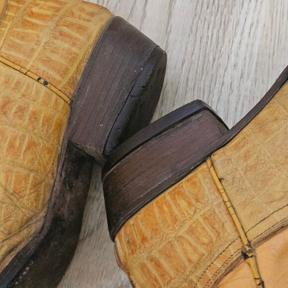 Carreta Cowboy Western Crocodile Tan Leather Boots Mens Size US 10 Mex 28.5 - Picture 7 of 11